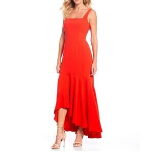 NWT Gianni Bini Red Spice Ruffle Maxi Dress Gown Size 4